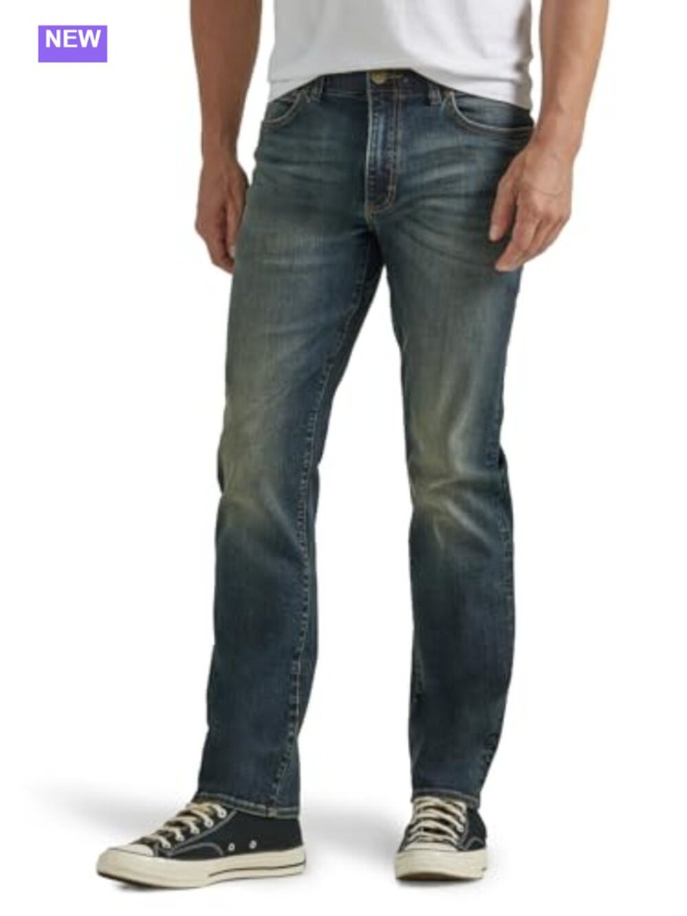 Men's Extreme Motion Regular Straight Leg Jeans Mid Rise Stretch Denim